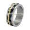 Roman Numeral Dual Spinner Ring His and Hers Gold black and Silver Tricolor Stainless Steel Ring