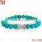 Vogue Jewelry Tibetan Silver Bracelet Turquoise Bead Chain Rhinestone Bangle