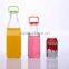 750ml/500 Clear Empty Glass Milk Bottles with Plastic Hanging Caps Wholesale