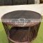Chocolate rattan European cafe outdoor furniture parts rotatable chairs and coffee table