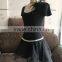 Women sexy short sleeve black dance dress QQ044