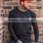 Men's Slim Fit Long Sleeve T-Shirt Soft Black 96% Cotton 4% Elastane Longline Curved Hem T Shirt Muscle Bodybuilding Gym T Shirt