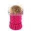 Myfur Hot Pink Knitting Hat With Real Genuine Raccoon Fur Bobble