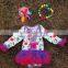 2015 baby easter rompers baby girls rompers with tutu dress long sleeve with matching bow and necklace set