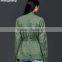 OEM/ODM Women Cotto Baseball Jacket Green Custom Jacket Guangzhou Clothing Manufacturer