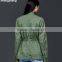 OEM/ODM women cotto baseball jacket green custom jacket guangzhou clothing manufacturer