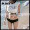 2016 Korean version of the new short-sleeved letter split three-piece bikini swimsuit steel prop gather swimsuit