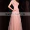 A-line Queen Anne Floor-length Satin with Beading Evening dress prom gown Party dress P024
