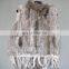 Real rabbit fur knitted weaven pattern fur vest/gilet