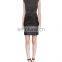 CHEFON Sleeveless Faux-Leather Contrast Stretch my evening dress