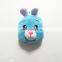 Blue rabbit animal head with shopping bag plush toy keychain