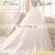 New style custom made elegant white V neckline simple long sleeve bride wedding dress