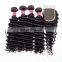  wholesale virgin Brazilian human hair extension with closure for women
