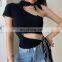Hot Wholesale Women's Ladies Sexy Irregular One Shoulder Crop Top
