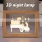 Custom 3D Illusion Acrylic Wooden Photo Frame Led Night Light Lamp