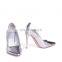 Ladies Silver Metallic Pointed Court High Heels Sandals Use Good Quality and Make Women Shoes High (5cm-8cm) Spike Heels PU PK