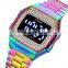 Colorful stainless steel waterproof chic digital women watch Skmei 1807 wholesale Luxury diamond lady hand clock