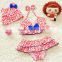 3Pc Sexy Baby Girl Swimsuit Lip Print Pink Leopard Kids Swimwear Kids' Bathing Suit