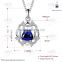 necklace jewelry design in hollow style with blue big zircon