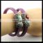 LFD-B0032 Wholesale Snake Leather with Rhinestone Paved Stone Magnetic Clasp Snakeskin Bangles , Cuff Bangle Bracelet