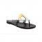 new design women round matel straps summer flat sandals