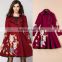 2015 Newest Fashion Brand Styles Quality Long Sleeve Wool Cat Pattern Long Embroidery Coat Skirt Type Leather-Bound For Women