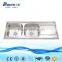 Commercial Double Bowl Irregular Shape Kitchen Sink With Drainboard