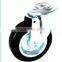 Swivel/Swivel Brake Bolt Hole Castor Fitted with Rubber Wheel, Metal Rim
