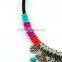 Ethnic Accessories Silver Stone Black Chain Tassel Necklace