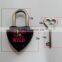 Hot black mini love heart shape padlock with key