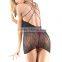 Back crisscross latex sexy mature elegant mini dress