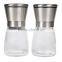 Brushed Stainless Steel Salt & Pepper Mill Set with Glass Bottle - Salt and Pepper Grinder Set with Adjustable Ceramic Grinding