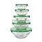 Embossed 5 Pcs Glass Salad Bowl Set Glass Food Container With Plastic Lids