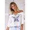 smocking off shoulder embroidery woman top latest design images of chiffon tops