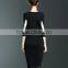 Exquisite ladies 3/4 sleeve draped package hip elastic one piece dress