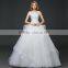 Floral Lace Trim Hem One Shoulder Crystals Pearl Ball Gown Appliques Lace Tulle Customize Wedding Dresses