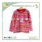 Red 100% cotton round collar cheap stripe baby shirt