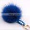 Myfur Genuine Fox Fur Pom Pom Keychain With Leather Strap Fashion Girls Bag Charm