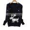 Fashion deer blue long sleeve ugly christmas jumper for women