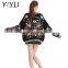Casual loose flower embroidery knit school uniform cardigans for students