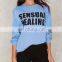 Super Soft Oversized Silhouetted And Ribbed Hem Print Sweatshirt Custom