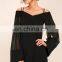 2017 New Model Black Long Sleeve Off-The-Shoulder Women Dress