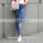 2016 latest design women fashion rappied blue pants /bodycon jean rappied wholesale for OEM