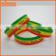 Custom Made 20cm Single Color Embossed Silicone Bracelets Ring with ink printing on logo