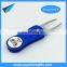 Blue color divot repair tool switch blade with custom ball marker.