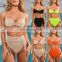 New Bikini Fast-Selling Strap, High-waist Bikinis Women's Split Swimming Suit Pure-color Explosive Swimsuit swimwear women