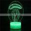 3D LED Colorful Jellyfish Night Lamp Touch Switch Bed Light