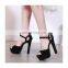 Ladies Fancy Suede Design High Heel Peep Toe Platform Sandals Shoe Women Chunky Heel Sandals Sexy PU Handmade Ankle Strap Rubber