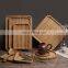 custom different size and shape natural solid wood bamboo food cutlery tray