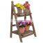Rustic Brown Wood Design 2 Tier Freestanding Foldable  Flower Shelf Rack Decorative Planter Pot Display Stand